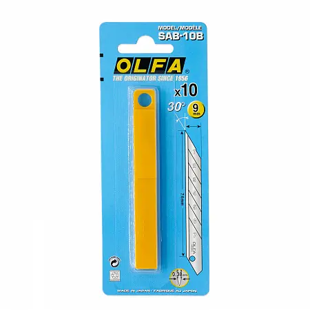 Лезвия OLFA SAB-10B, сталь, 30 градусов, 9mm, 10шт.